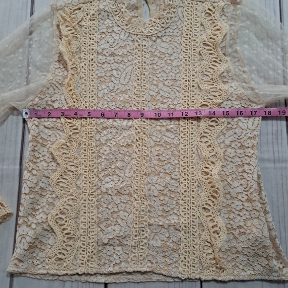 Boho Bohemian Lace Sheer Long Sleeve Small - Picture 3 of 10